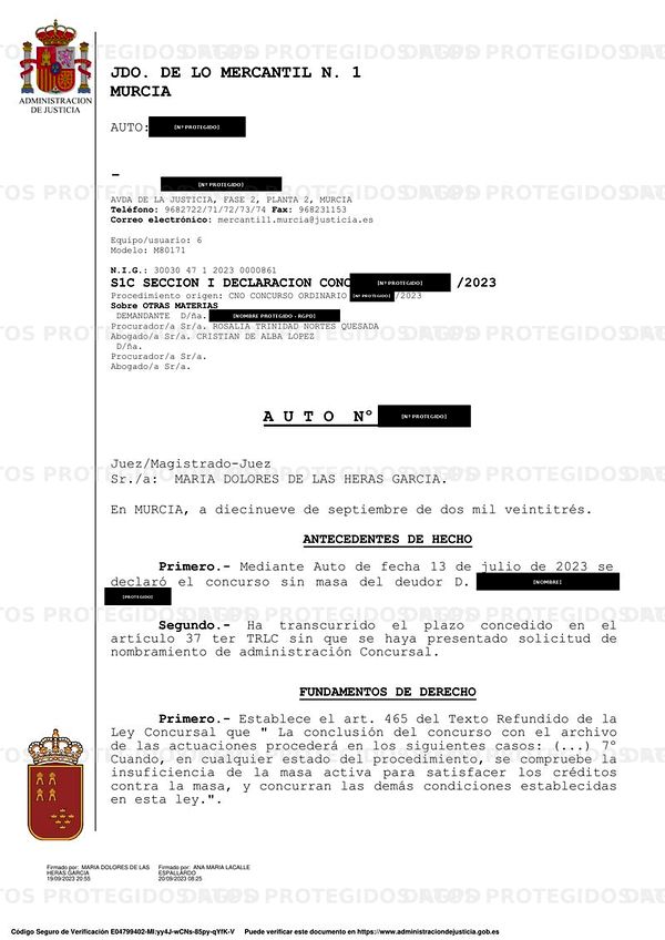 Auto de Conclusión del Concurso